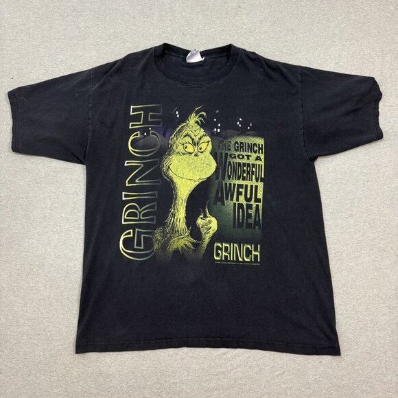 VTG 1999 Dr. Seuss Wear Grinch T-shirt Mens Size XL Black 1990s Christmas - Picture 1 of 6